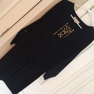 Black Michael Kors Long sleeve lace up dress